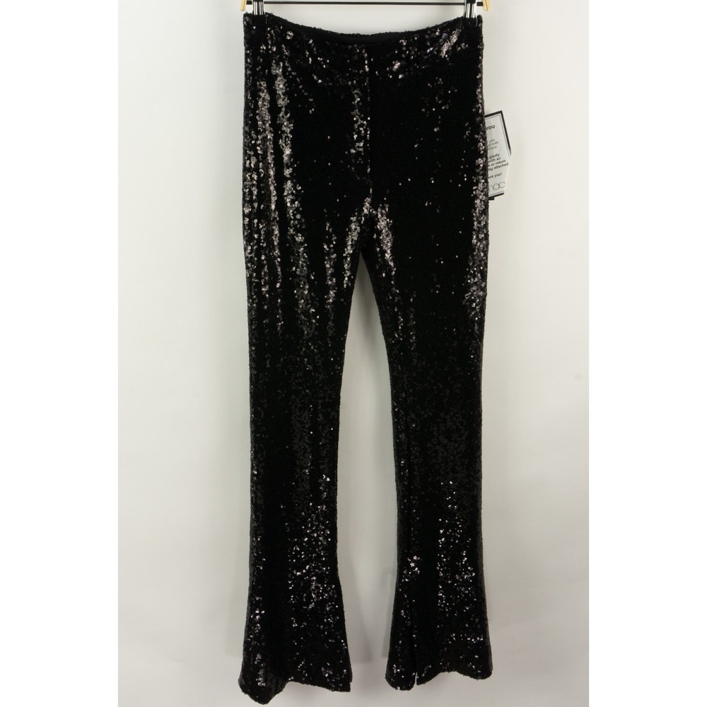 Alex & Sophia Juniors Sequined Trousers Black Full Length Pants Size 3/4 451Z702